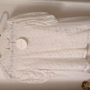 NWT See by Chloe Long-Sleeve Lace Ruffle Crewneck Blouse (EU 44/US 10)